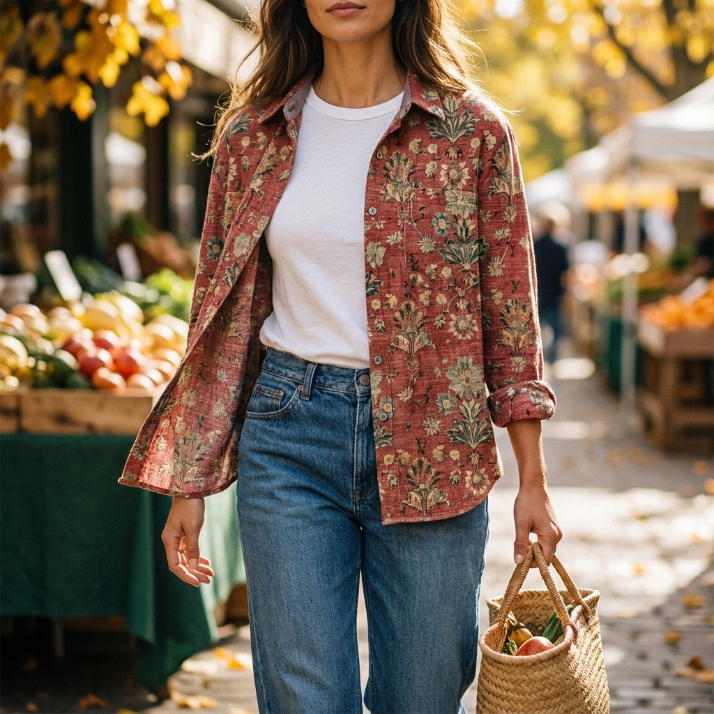 Floral long sleeve button-down shirt, alternate view