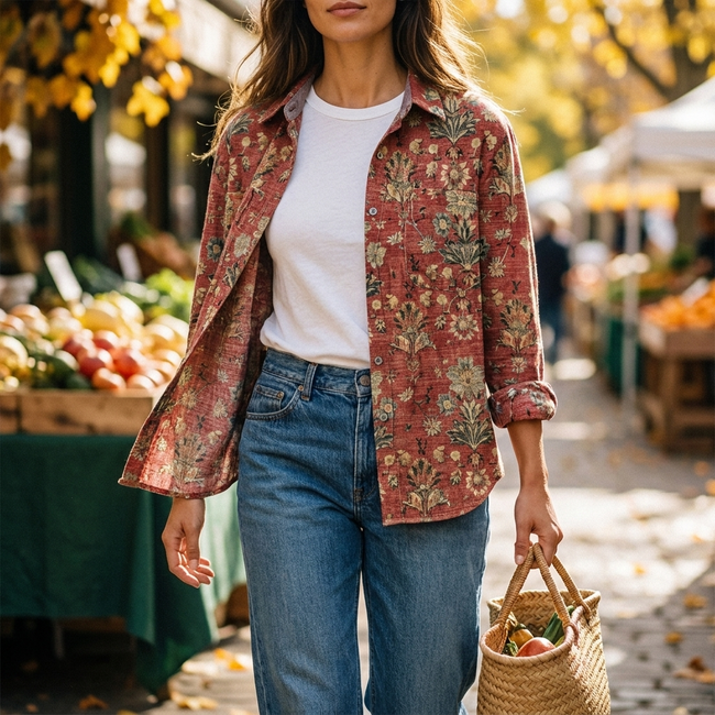 Floral long sleeve button-down shirt, alternate view