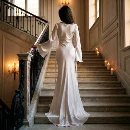 Satin formal maxi gown, alternate view