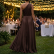 Pleated one shoulder maxi dress, alternate view