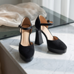 Aurore Platform Heels Ankle Strap Block Heel Pumps