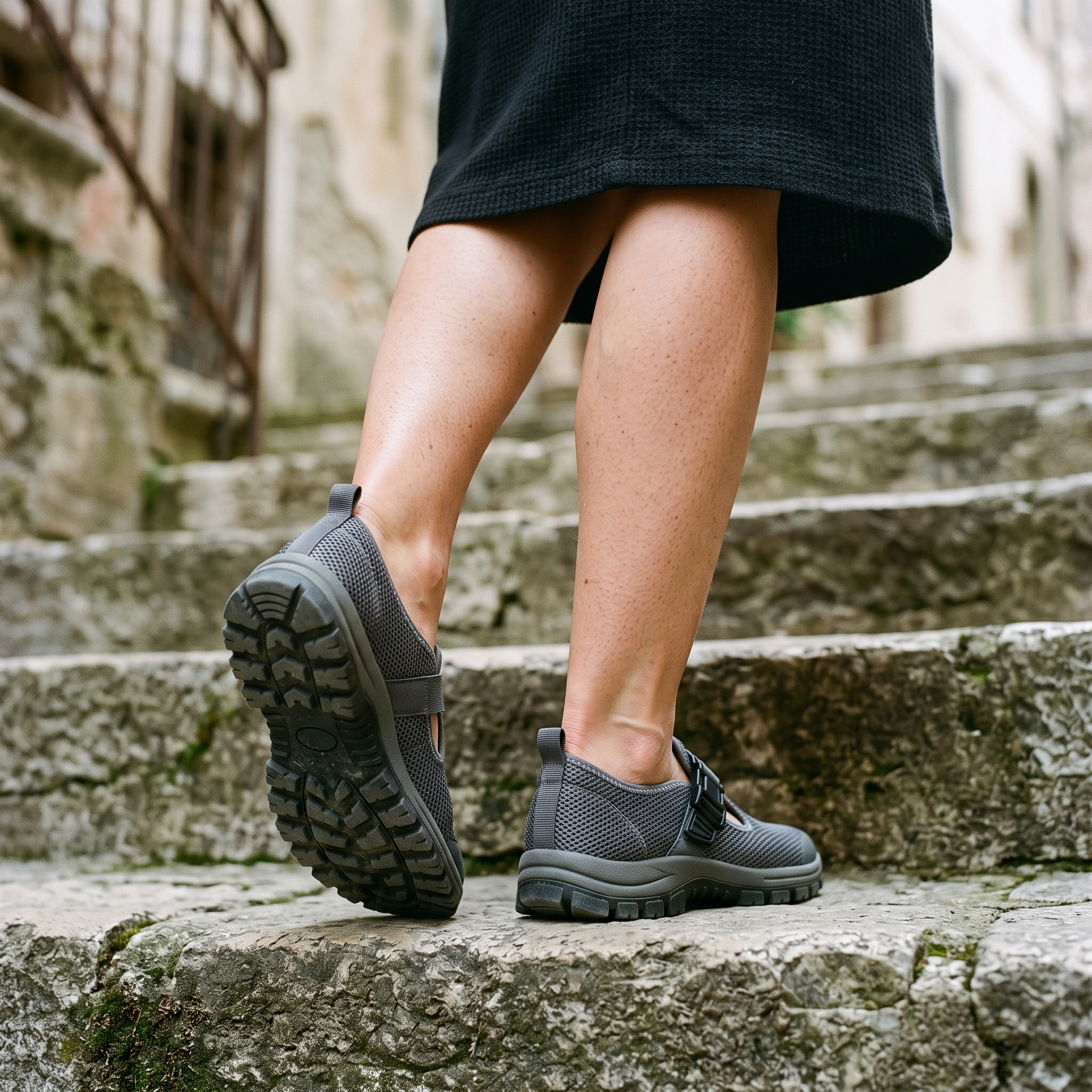 Sara Mesh Slip On Sneakers Buckle Strap