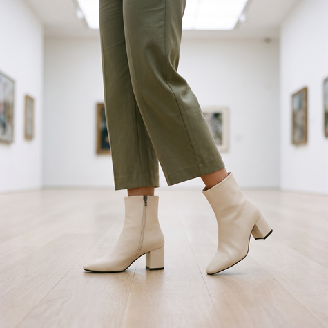 Grace pointed toe ankle boots in Beige - lifestyle