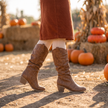 Aria wide calf knee high boots in Light Brown - lifestyle