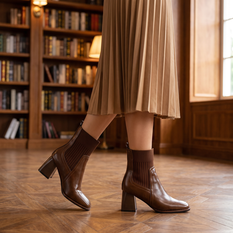 Camila sock boots in Brown - lifestyle