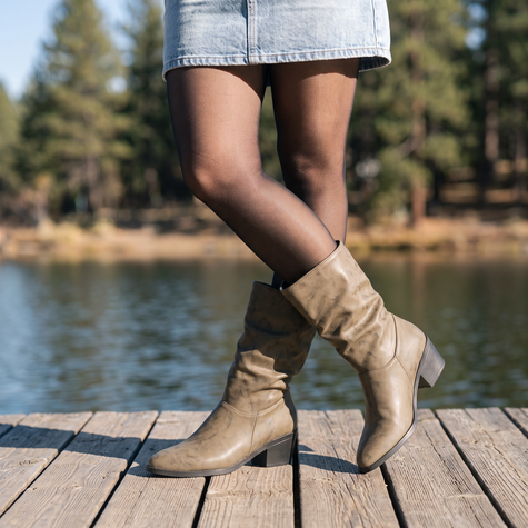 Madison slouch boots in Khaki - lifestyle