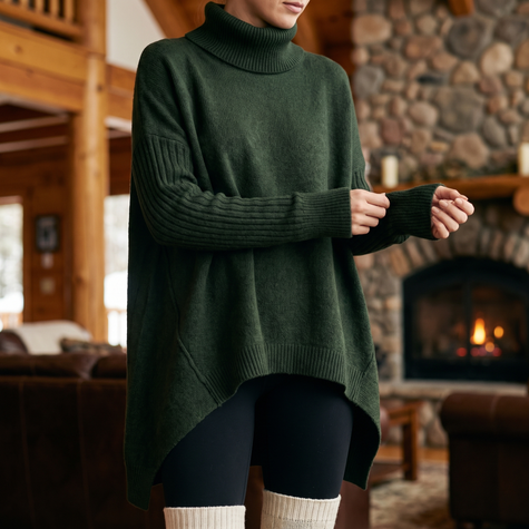 Noelle turtleneck sweater in Dark Green - lifestyle