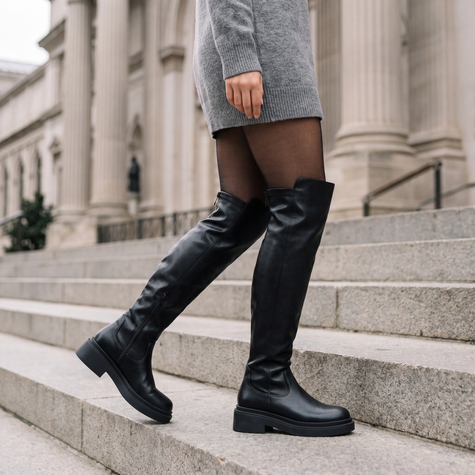Penelope over the knee boots in Black - lifestyle