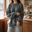 Rachel drop shoulder sweater in Dark Gray - lifestyle