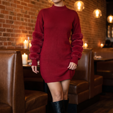 Odalys sweater dress in Red - lifestyle