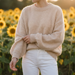 Rachel drop shoulder sweater in Apricot - lifestyle