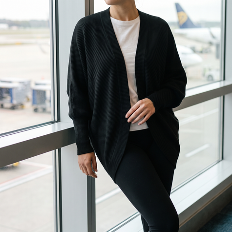 Odette open front cardigan in Black - lifestyle