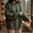 Rachel drop shoulder sweater in Olive Green - lifestyle