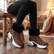 leopard print fur lined ankle boots for women indoors