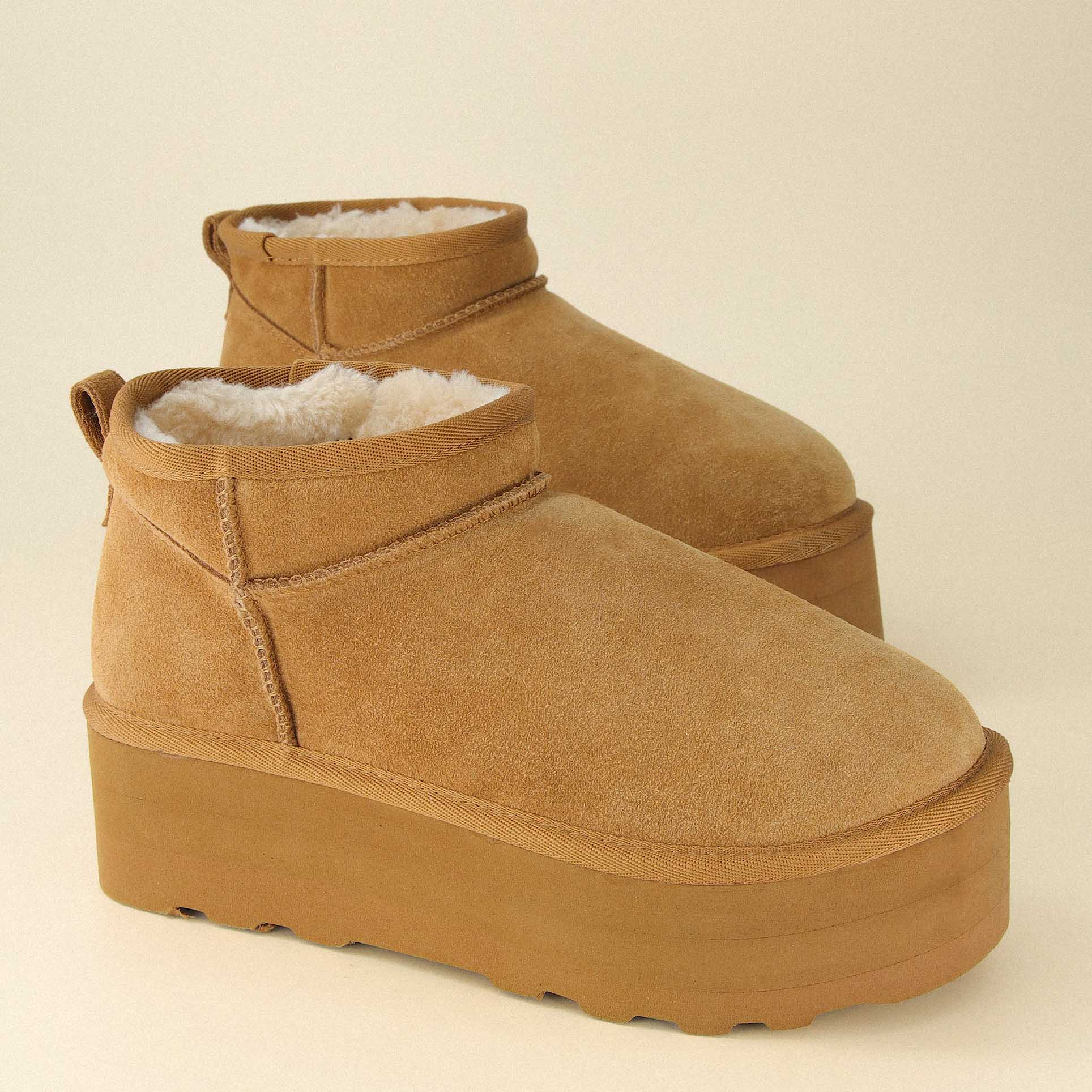 Hippy | Wide Width Platform Ankle Boots, Fur Lined