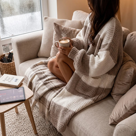 Checkerboard Chunky Knit Cardigan