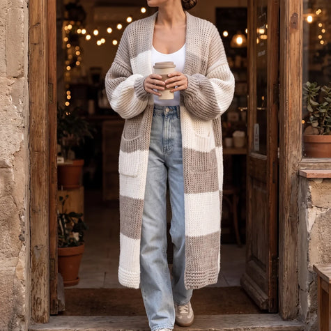 Checkerboard Chunky Knit Cardigan