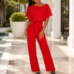 Women's Wide Leg Jumpsuit, Belted Dressy Wedding Guest Jumpsuit, S-3XL