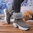 fur lined winter ankle boots for women, wedge snow booties