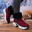 fur lined winter ankle boots for women, wedge snow booties
