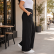 Women's Wide Leg Pants, Crossover High Waist Pull On Trousers, 1X-6X
