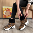 fur lined winter ankle boots for women, wedge snow booties