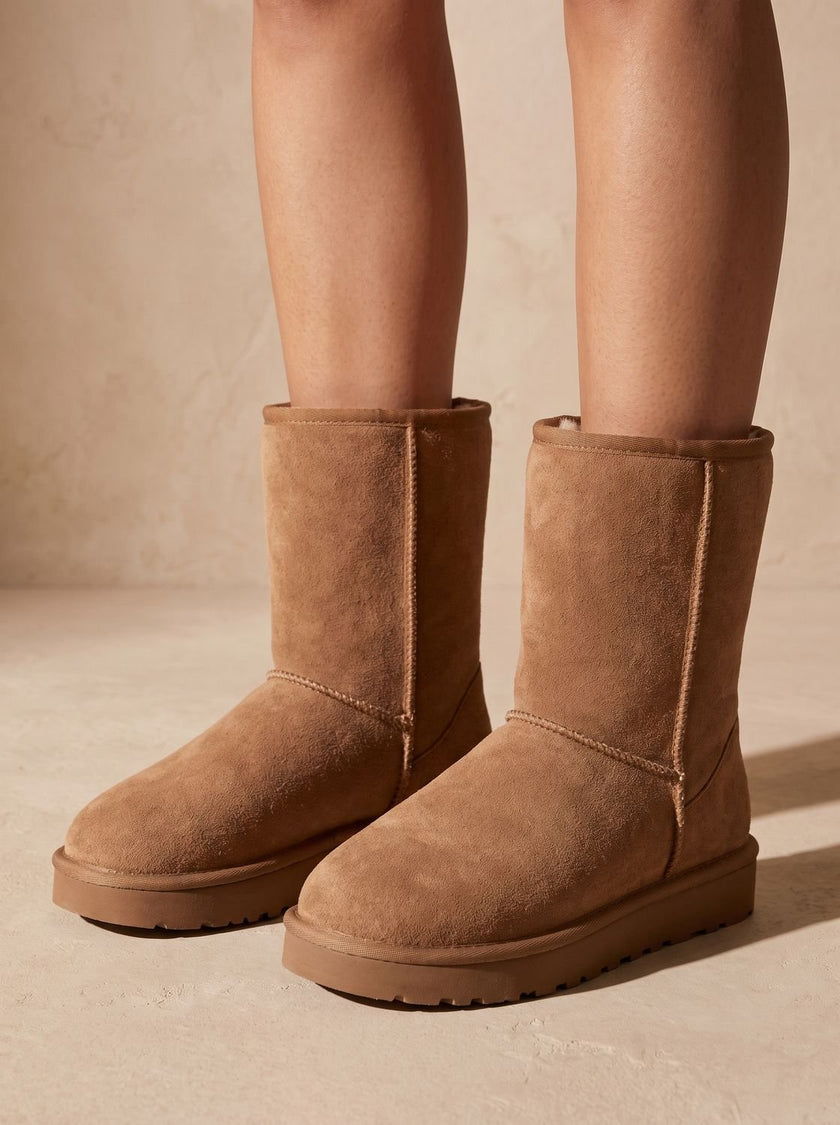 sherpa lined winter boots for women, faux suede mid calf