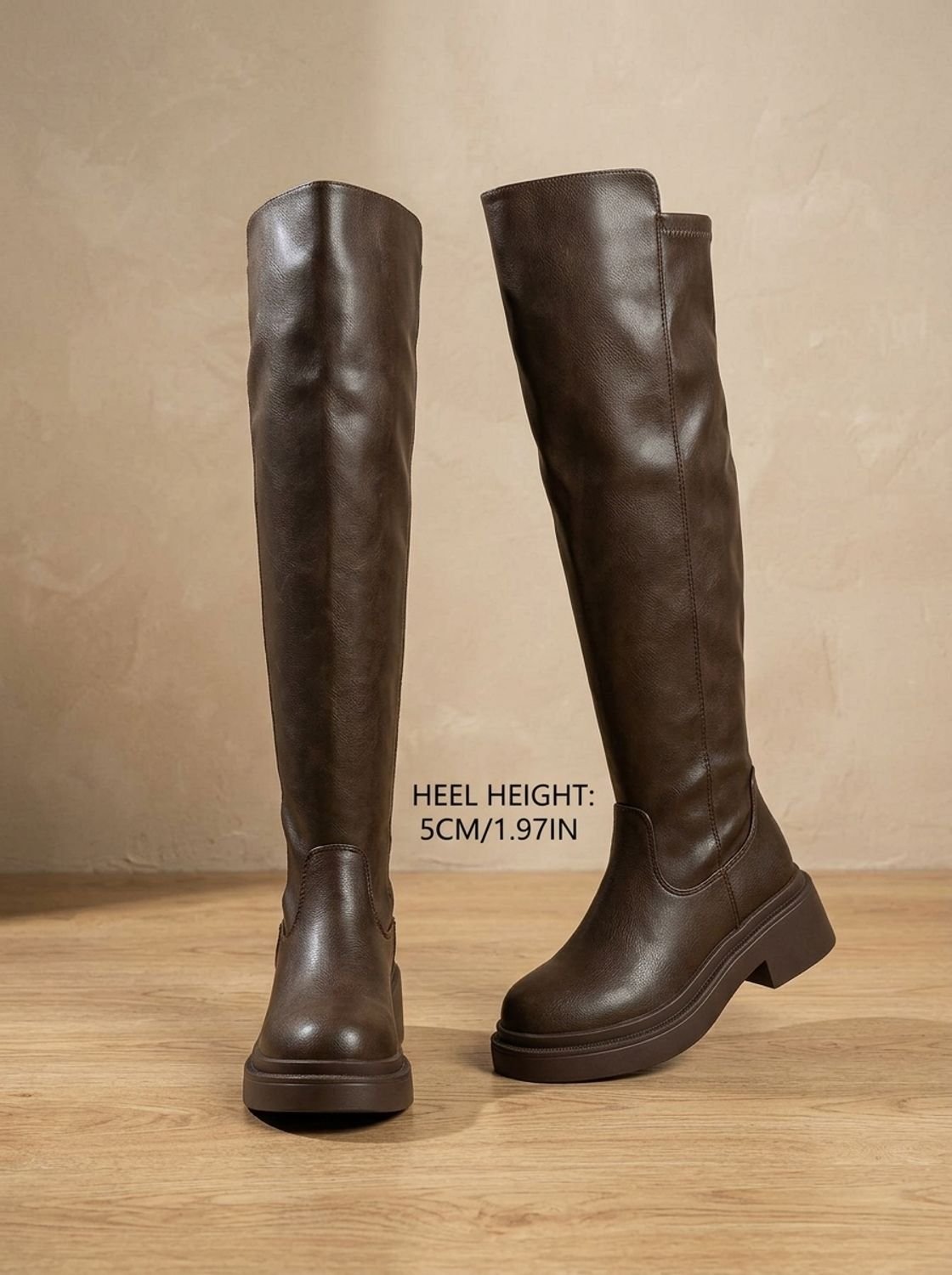 Women's Over the Knee Boots, Flat Side-Zip Stretch Boots