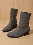 Women's slouch mid-calf block heel boots