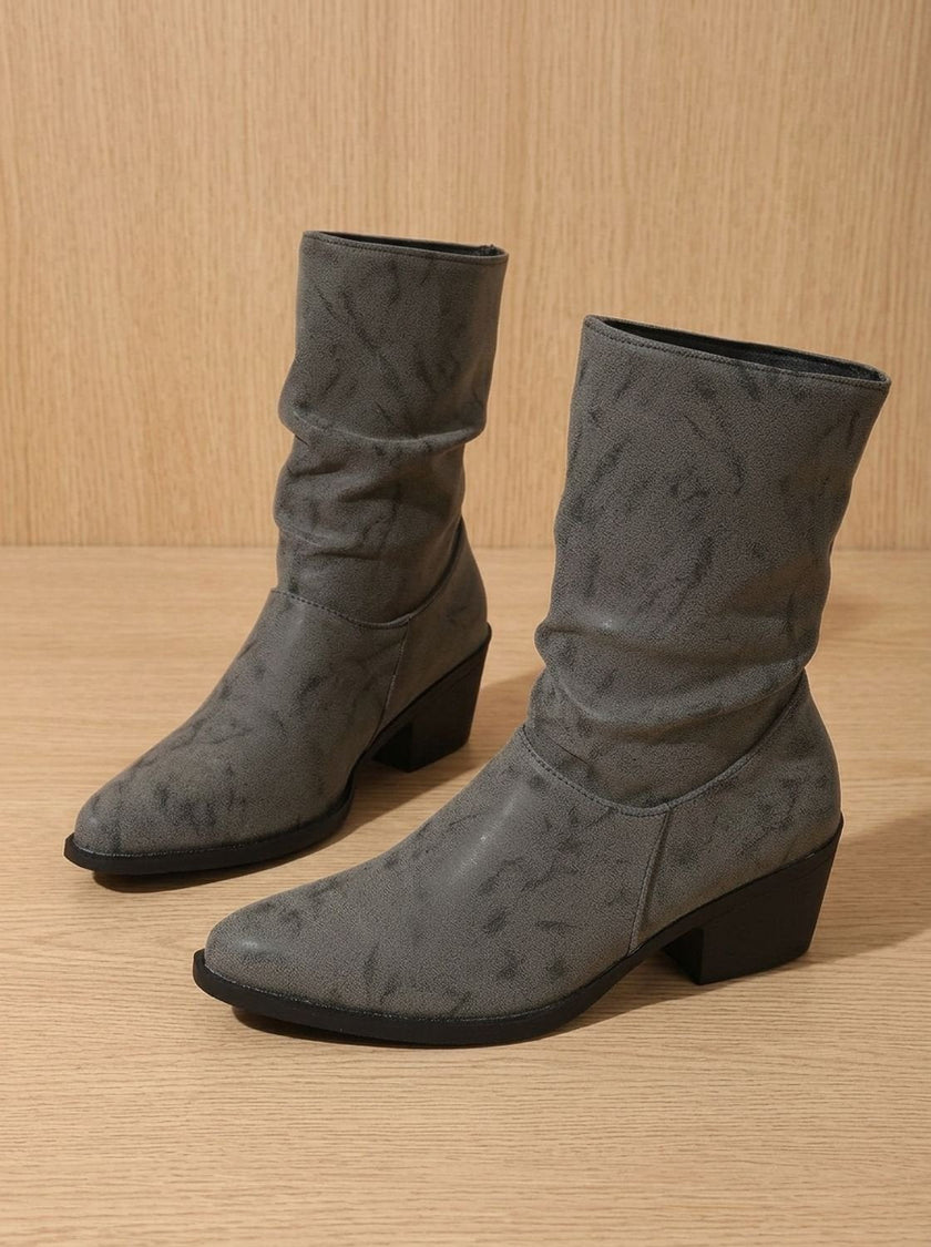 Women's slouch mid-calf block heel boots