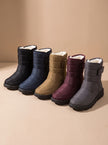 waterproof snow boots for women, fleece lined quilted mid calf