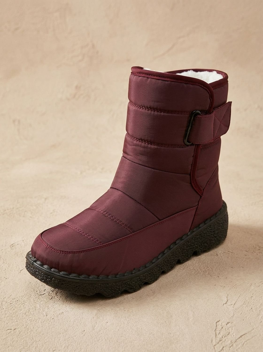 waterproof snow boots for women, fleece lined quilted mid calf