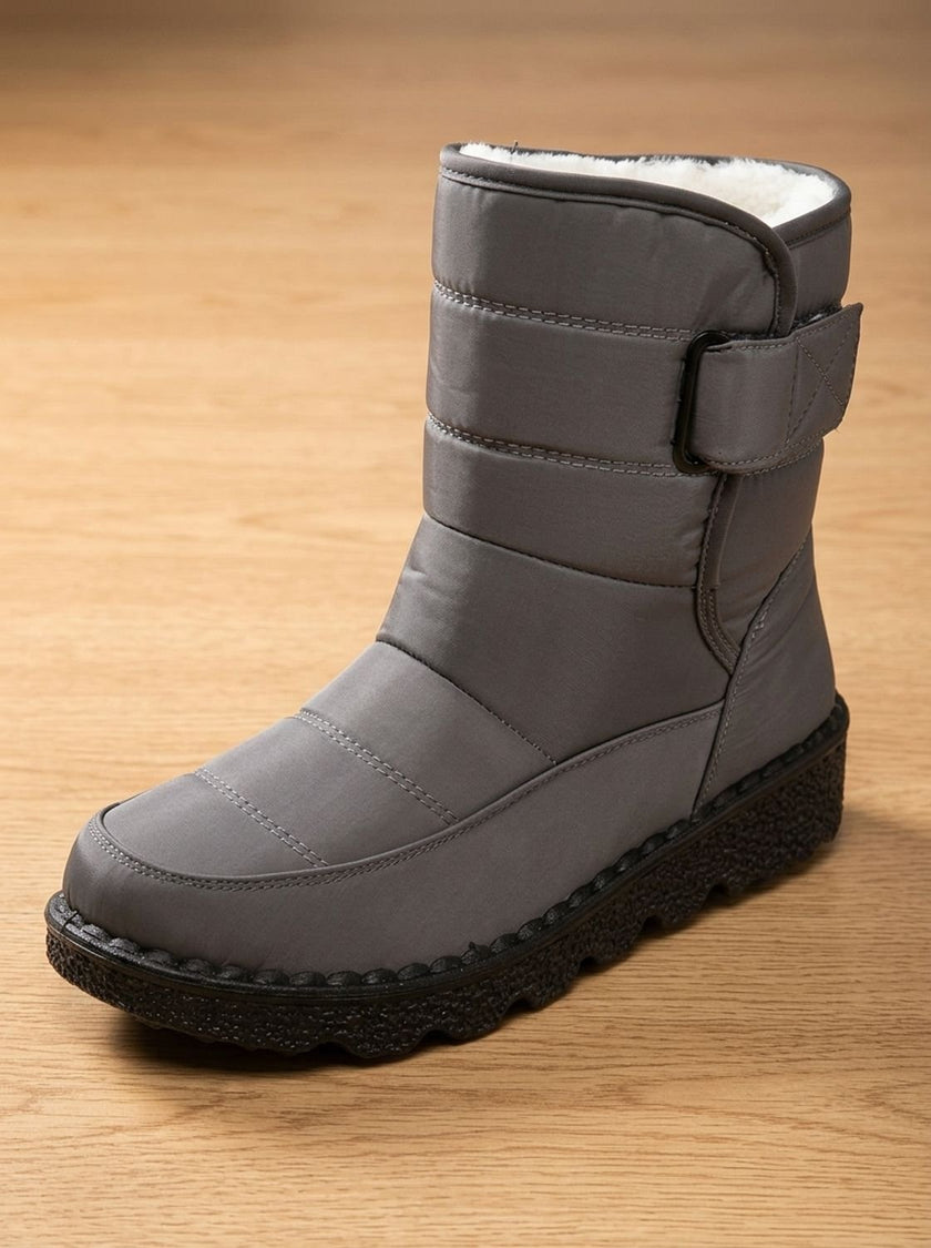 waterproof snow boots for women, fleece lined quilted mid calf