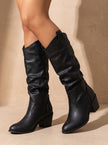 Women's Wide Calf Knee High Boots, Pull-On Flat Riding Boots